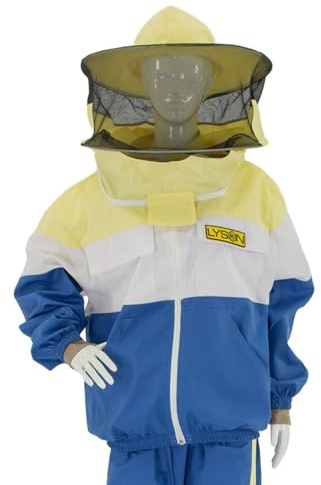 LYSON Veste d'apiculteur avec chapeau, veste d'apiculteur avec fermeture éclair, veste de protection, veste d'apiculteur avec voile rond, chemisier d'apiculture, style sportif, modèle 2 taille L