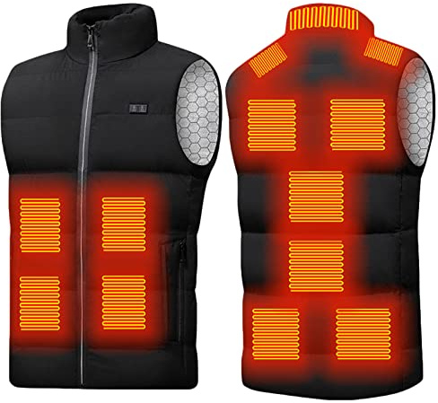 Gilet Chauffante Homme Femme, Manteau Chauffant Electrique USB, Veste Homme Hiver Impermeable Lavable, Vetement Chauffant 13 Zones de Réglages Chaleur pour Hiver Moto Pêche Chasse Chauffage Camping