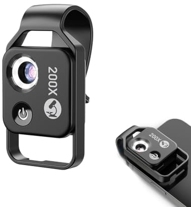 LUCKKY Nanozoom 200x Magnification, Nanozoom 200x Vergrößerung, 200X Mini-Mikroskop für Smartphone-Kamera, Handy Mikroskop mit LED-Licht, Tragbares Digitales Mikroskop für Telefon (Schwarz)