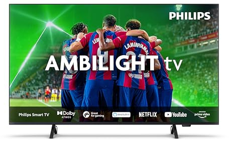 Philips Ambilight 65PUS8309 4K LED Smart TV - 65-Zoll Display mit Pixel-präziser Ultra HD, Titan OS Plattform und Dolby Atmos-Klang - Funktioniert mit Alexa und Google Sprachassistent – Matt Schwarz