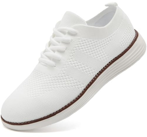 Sneaker Herren Loafer Mokassins Anzugschuhe Busines Weiß Slip on Sneaker Turnschuhe Oxfords Hochzeitschuhe Bootsschuhe Trachtenschuhe Leichte Freizeit Sommer Schuhe Weiss 44