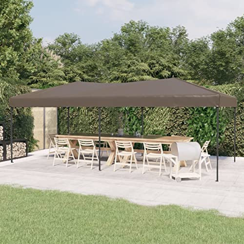 Gecheer Tente de Réception Pliable Taupe 3x6 m Tonnelle de Jardin, Gazebo Pavillon Extérieur Belvédère pour Camping, Festival, Fête, Marriage, BBQ, Terrasse, Plage
