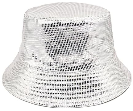 MILAKOO vattentät hink hatt punk hip hop hologram metallisk hink hatt vattentät regnhatt för unisex, C1: silver, 55-58