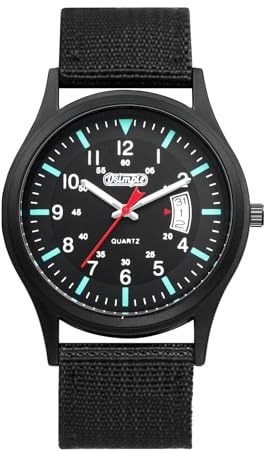 Avaner klockor män taktik militärklocka: Nylonarmbandsur 24 timmars display lysande visare, utomhus herrklocka analog kvartsklocka för män