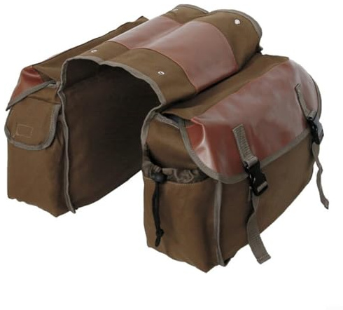 UTTASU Sacoche de vélo de style vintage en toile et cuir avec plusieurs poches, sac arrière de grande capacité pour les trajets quotidiens (camel)