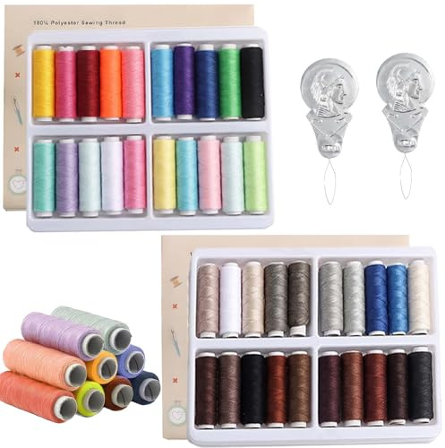 40 Colors Sewing Thread for Sewing Machine Set with Two Threading Devices