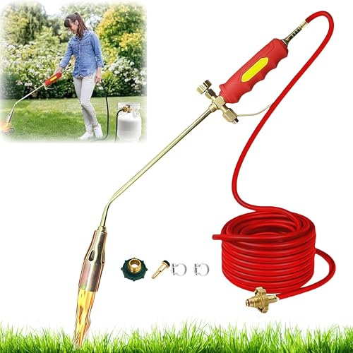 Bruciatore per erbacce da giardino con tubo e pulsante di accensione, ad alta potenza 1.900.000 BTU per un'efficace diserbo e manutenzione del cortile all'aperto