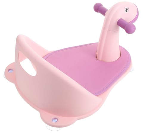 SOPOTUTU Asiento de Baño para Bebés de 6 Meses en Adelante Silla para Bañera Antideslizante Respaldo y Reposabrazos en Diseño Caballo Color Rosa Té Soporte para Ducha y Baño