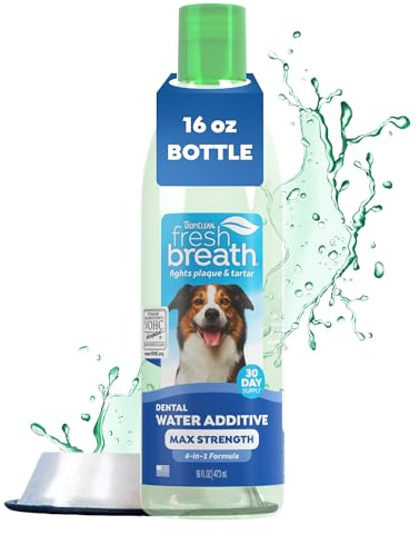 TropiClean Fresh Breath Max Strenth Dog Teeth Cleaning Water Additive, 16oz