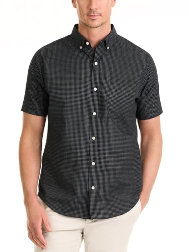 Van Heusen Men's Wrinkle Free Short Sleeve Button Down Shirt Shirt, -black, X-Large