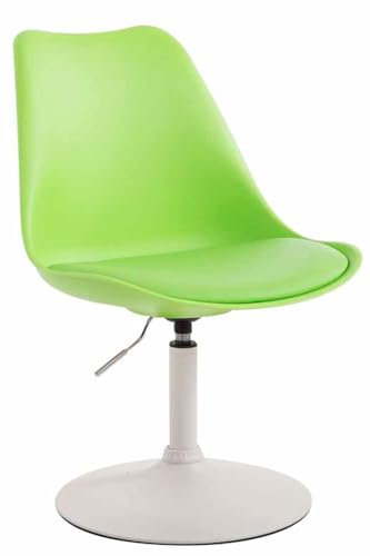 CLP Esszimmerstuhl Maverick Kunststoff I höhenverstellbarer Lehnstuhl I Drehstuhl mit Trompetenfuß I Sitzhöhe von ca. 43-48 cm, Farbe:grün, Gestell Farbe:weiß