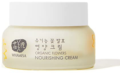 WHAMISA Organic Flowers Nourishing Cream - Zertifizierte Feuchtigkeits-Creme gegen Hautalterung |Dermatest:  Exzellent | Korean Skin-Care - Fermentierte koreanische Naturkosmetik | K-Beauty | 51ml