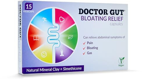 Doctor Gut Bloating Relief Capsules, 15 Caps - Stomach Pain Relief, Bloating Relief, Trapped Wind & Gas Relief - Drug-Free, Natural Clay, Expels Harmful Causes of Gas & Flatulence