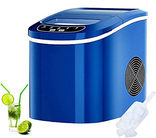 RELAX4LIFE Máquina de Hielo para Casa con Pala y Cesta de Hielo, Máquina de Hielo con 2 Tamaños de Cubitos de Hielo para Hogar y Oficina, 12kg/24h, 9 Cubitos en 6-13min, Depósito 2,2L (Azul)