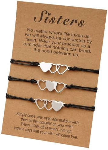 SIOPPKIK Bracelet Soeur Coeur, Ensemble de bracelets d'amitié assortis pour meilleure amie, bracelets de distance pour femmes et filles
