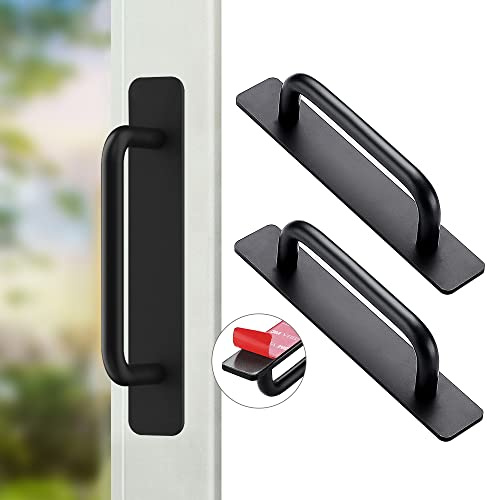 LYCXAMES 2 Pièces Poignée de Meuble Autocollante, Poignées Autocollantes en Aluminium, Poignées de Porte Coulissante, Poignées Tiroir pour Meuble Cuisine Armoire Chambre à Coucher, 147mm (Noir)