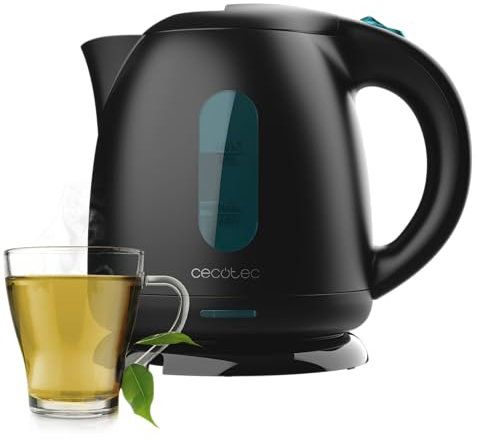 Cecotec Hervidor Eléctrico de Agua 1L Capacidad Thermosense 140 Black. 2200W, Calentamiento Rápido, Filtro Antical, Libre de BPA y Otros Tóxicos, Base con Giro de 360º, Recipiente sin Cables
