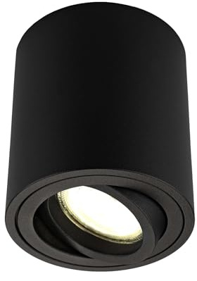 Ledvion - Faretto LED a montaggio superficiale, Rotondo, Dimmerabile, 5W, 4000K, Nero, Lampada da soffitto