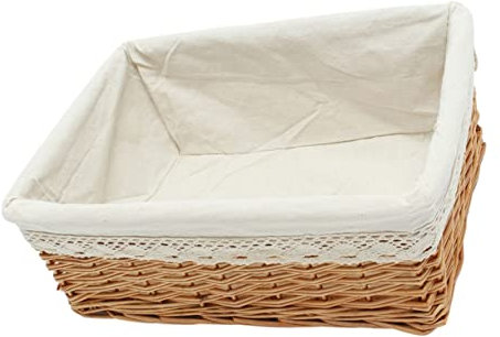 DOITOOL Cesta De Almacenaje De Mimbre Rectangular Con Forro Extraíble Y Lavable Organizador Multifuncional Para Cocina Dormitorio Y Oficina Tamaño S 12X8X3.5 Pulgadas