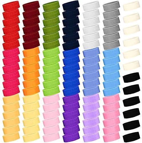 Jiuguva 120 Pcs Sports Sweatbands Sweat Headbands for Kid Basketball Sweat Band 80s Athletic Headbands Bulk for Youth Boy Girl Children Soccer Brace Baseball Football Yoga Outdoor Activities(Colorful)