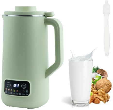 Soy Milk Maker, 20Oz Automatic Nut Milk Maker with 10 Blades Plant Milk Maker Machine for Almond Oat Multi-Functional Nut Milk Maker Machine with Delay Start Keep Warm Self-Cleaning Filtering (Green)