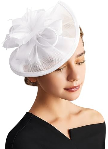DRESHOW Fascinator Chapeaux Tea Party Chapeau Vintage Pilulier Chapeau Bandeau Cocktail Chapeaux pour Filles et Femmes