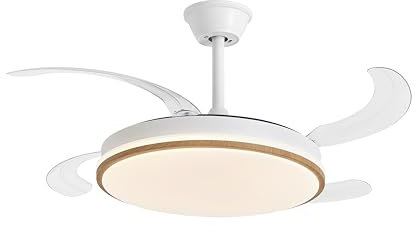 DUPI Ventilador de Techo con Luz LED COSMOS | Motor DC Silencioso | Función Verano e Invierno | 6 Velocidades | Programable | Aspas Retráctiles | Mando a Distancia | Blanco-Taupe