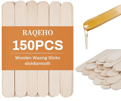 RAQEHO Lot de 150 bâtons de cire en bois pour épilation des sourcils, du nez, du visage, des jambes, du corps, des perles de cire douce et dure pour remuer la peinture, les glaces à la maison