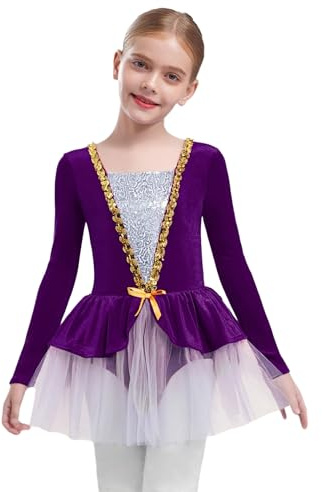 Xnihocha Vestido de Navidad para niños y niñas, traje de ballet clásico, gimnasia, equitación, patinaje artístico, ballet, jazz, tango, ropa de baile 5-16 años