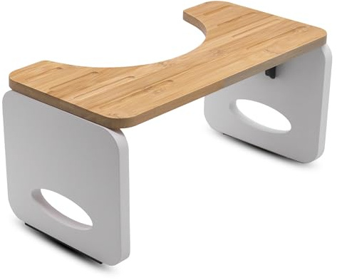 Tabouret de toilette en bambou pour position accroupie naturelle - 40 x 20 cm - Tabouret de WC ergonomique antidérapant et pliable - Tabouret pliable pour salle de bain - Repose-pieds pour une