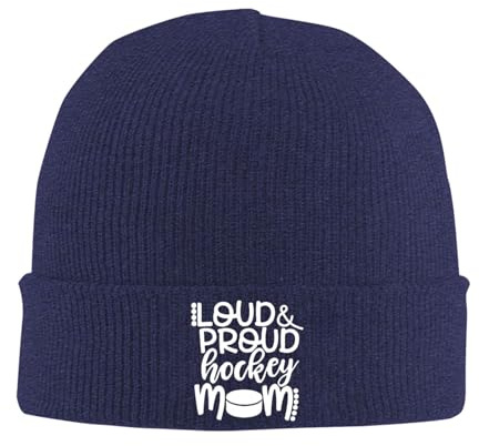 Berretto in Maglia Loud Proud Hockey Mom Confortevole Inverno Cappelli Slouchy Berretto A Maglia per Donna Uomini Motociclismo