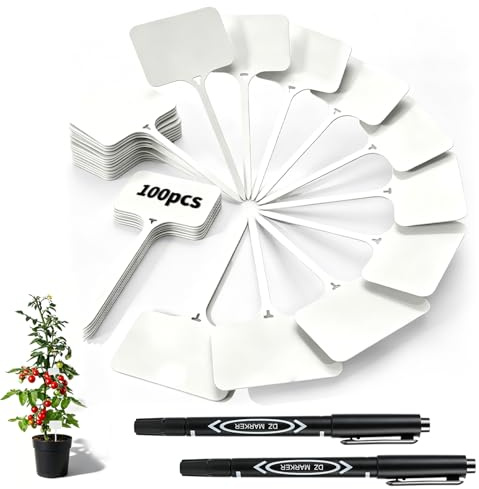 100 Pezzi Etichette per Piante Scrivibili Cartellini per Piante da Appendere Pflanzenschilder zum Beschriften Bianchi Segna Riutilizzabili per Giardino, Orto, Aiuola, Vasi di Erbe, Alberi da Frutto