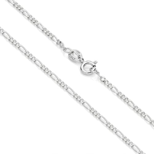 AKA Gioielli - Chaîne Maille Figaro 1.7 mm Argent Massif - Collier Femme Homme Garçon Argent 925 Sterling Rhodié - Longueur 45 cm