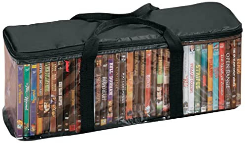 UK SELLER | Portable DVD Storage Bag, Disc CD Carry Case, Clear Cover with Zipper DVD Protective Dust Collection Holder/Organiser, Blu-Ray/PC/Xbox/PlayStation Games Strong Carry Handles