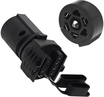 carleef Trailer Plug Adapter - Standard Trailer Adapter 7 Pin Round to 4 Pin Flat - Universal Weatherproof Trailer Light Adapter 7 Pin Trailer Connector for Most Trailer ATV RV Tow Hitch