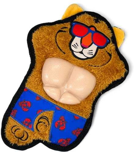MIJOMA Juguete para perros depredador con bañador, juguete resistente y suave para perros, diversión de verano y sensación de playa, 29 x 19 cm, 100 % poliéster (tigre)