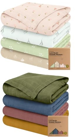 KeaBabies 4-Pack Muslin Swaddle Blankets for Baby Boys, Girls - Baby Blankets for Girl, Boy, Baby Swaddle Blanket, Receiving Blankets, Swaddles for Newborns, Muslin Diaper Changing Blanket