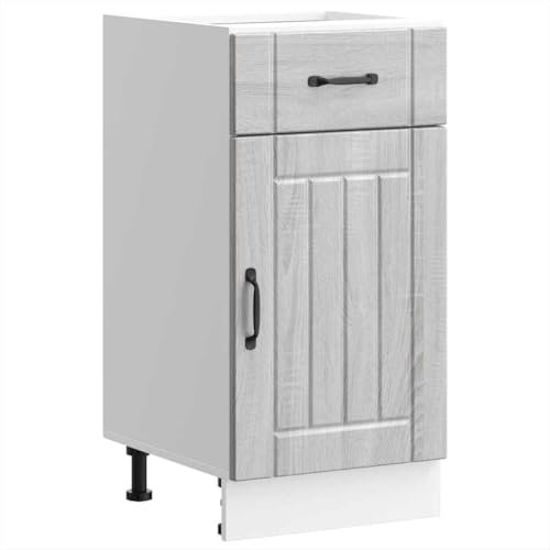 vidaXL Mueble bajo de Cocina Lucca Madera contrachapada Gris Sonoma, Mueble bajo de Fregadero, Mueble bajo de Cocina con cajón, Mueble bajo de Fregadero