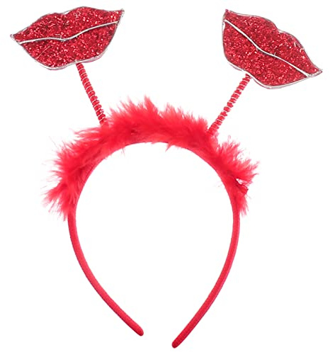 Ipetboom Diadema de San Valentín para Mujer Forma de Labios Cinta Roja para Fiesta y Celebración