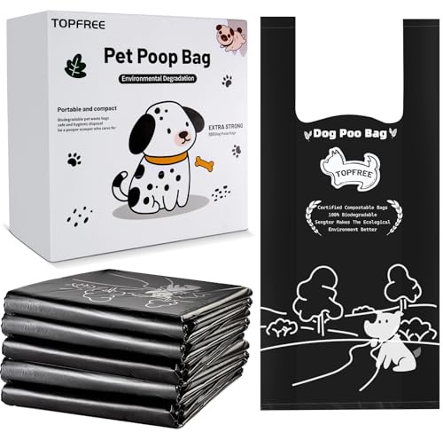 Topfree 500 Dog Poo Bags, Extra Thick, Dog Poop Bags, Easy-tie Handles