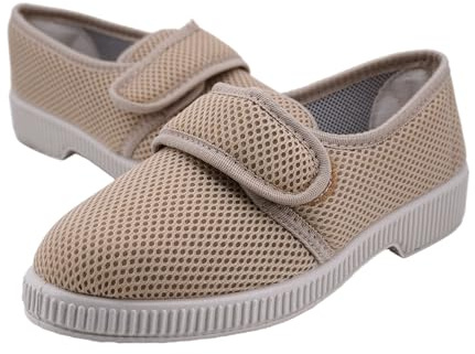 JOMIX Scarpe Ortopediche Donna Anziani con Strappo Ciabatte Diabetiche Leggere Pantofole Estive Antomiche da Signora Traspiranti Comode Antiscivolo per Piedi Gonfi AITD2616 AITD2616 Beige 39