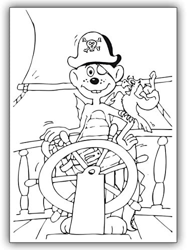 Erlebnispark Schloß Thurn 5er Set Ausmal Bastel Klappkarten für Kinder mit kleinem Drachen Dinolino als Pirat auf Schiff