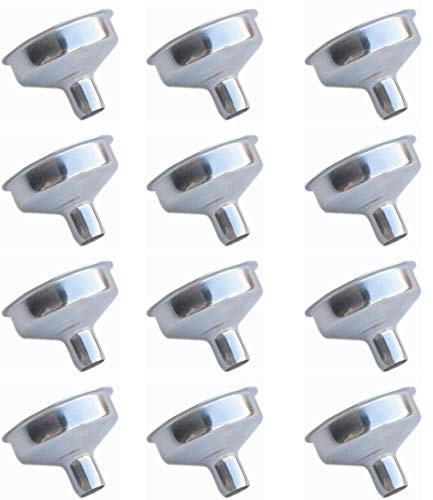 12 Pcs Stainless Steel Mini Funnels 1.25 Inch for Miniature Bottles, Essential Oil Bottles, Amber Bottles, Flasks, DIY Lipbalms, Cooking Spices Liquids, Homemade Make-Up Fillers (12 Pack)