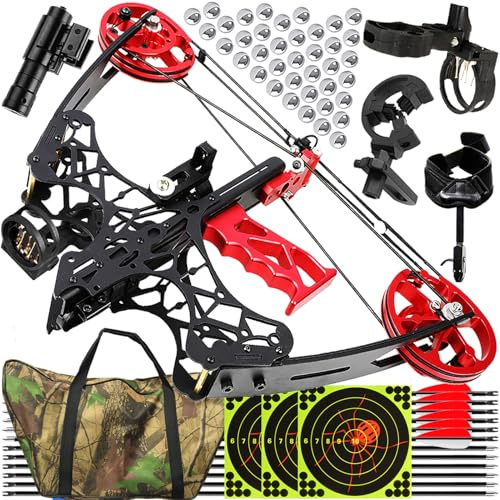 ZSHJGJR Set Arco Compound Tiro con l'arco compound adulti 45 libbre Mini Arco Compound con Pallini Kit Arco composto composito Arco da Caccia e Pesca Principianti Mancini Destrorsi (Set 3)