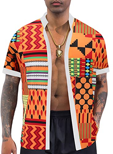 African attire for men Dashiki Outfit hippie clothes kente cloth Men's Christmas New Year Valentine Halloween Present designer shirts for men Net Monday holiday henley stand up collar mens shirts
