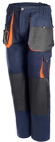 lepni.me Pantaloni da Lavoro Uomo Elasticizzati | Abbigliamento Cargo Multitasche con Ginocchiere | Pantalone Trekking Pittori Meccanico Elettricista (XXL Navi Blu Senza Stampa)