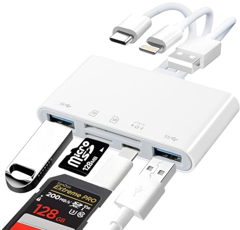 Lettore Schede SD, Lettore Micro SD 8 in 1 Adattatore USB C USB per iPhone/iPad/Mac/Android Samsung Scheda Micro SD Supporta SD/SDHC/SDXC/MMC