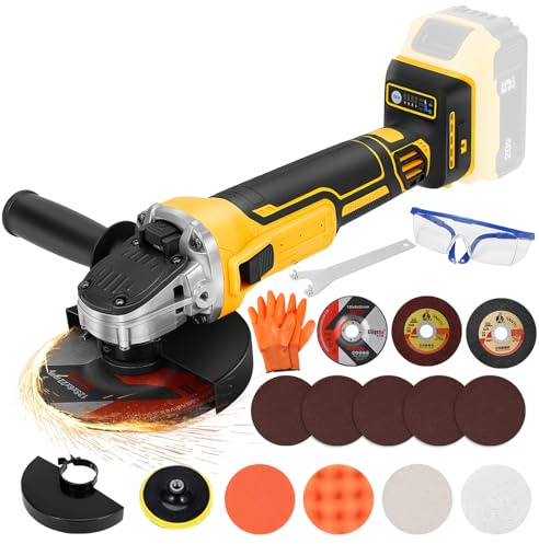 Angle Grinder Compatible with Dewalt 20V MAX Battery (Battery Not Included), Cordless Angle Grinder, Brushless Motor, 4-1/2 Blade, 4 Variable Speeds up to 7200 RPM, for Cutting, Grinding & Polishing