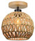 YIKEGE LICHT Deckenlampe Holz Boho Rattan Lampe Decke Deckenleuchte Flurlampe Schlafzimmerlampe Hängend Klein Kugel Lampenschirm Vintage Hängelampe Badlampe Wandlampe für Bad Küche Schlafzimmer Flur