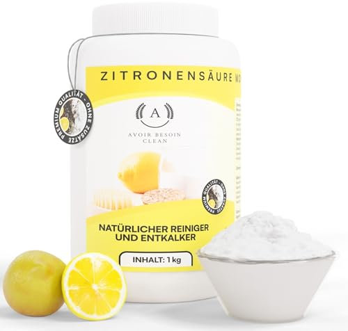 Zitronensäure Pulver 1kg Monohydrat | Natürliche Reinigungsmittel Haushalt Entkalker | Ökologisches Reinigungspulver Reiniger zum Putzen E330 rein